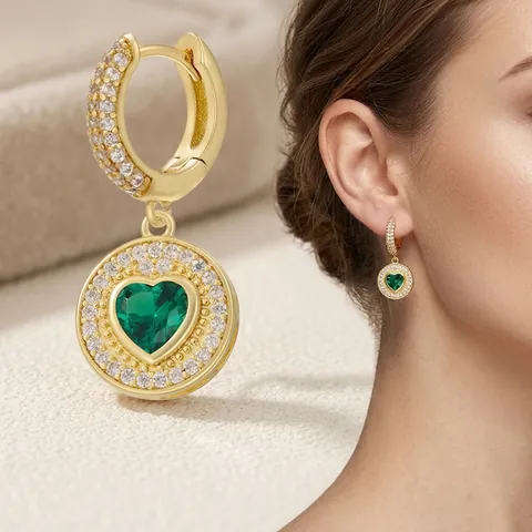 Lussuosi Orecchini a Cerchio in Ottone Placcato Oro Con Zirconia a Cuore Per Donna Gioielli Pendenti Alla Moda San Valentino