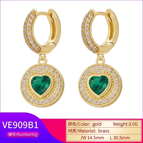 Luxus Messing Vergoldet Herz Zirkonia Drop Hoop Ohrringe Für Damen Funkelnde Mode Valentinstag Hängen Schmuck Geschenk