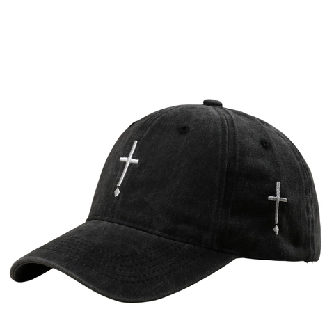 Baseballkappe Aus Gewaschener Baumwolle Mit Kreuzstickerei Retro Verstellbarer Snapback Hut Hip Hop Streetwear