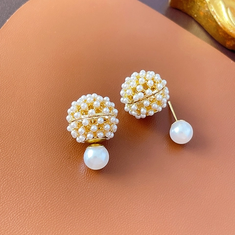 Orecchini A Perno In Künstliche Perle D'imitazione In Lega Con Perno In Argento Sterling 925 Sfera Versatile Stile Coreano Donne