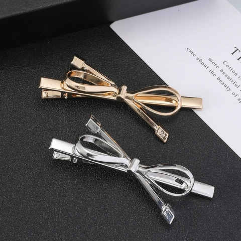 Schleife Haarklammer Metall Entenschnabel Styling Zubehör Mode Minimalistisch Elegant Für Frauen Gold Silber