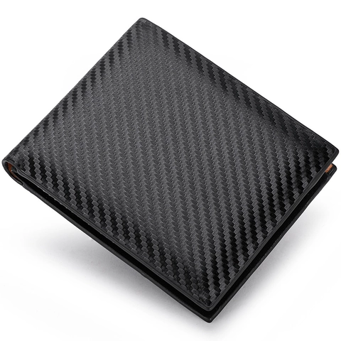 Portafoglio Bifold Da Uomo Texture Fibra Di Carbonio Pelle PU Con Tasca Monete Zip Slot Carte Finestra ID Business