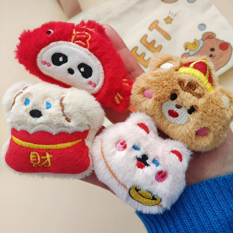 Süße Cartoon Plüsch Tier Brosche Handgefertigt Bestickt DIY Zubehör Für Taschen Kleidung Haarschmuck Mehrere Stile