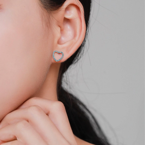 S925 Sterlingsilber Herz Ohrstecker Für Damen Elegant Besetzt Türkis Edelstein Minimalistisch Romantisch Mode Schmuck
