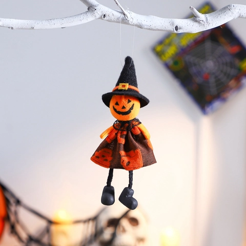 Ornamenti Appesi Di Halloween Stoffa Strega Zucca Fantasma Gatto Nero Bambole Cappello Da Mago Decorazione Per Feste