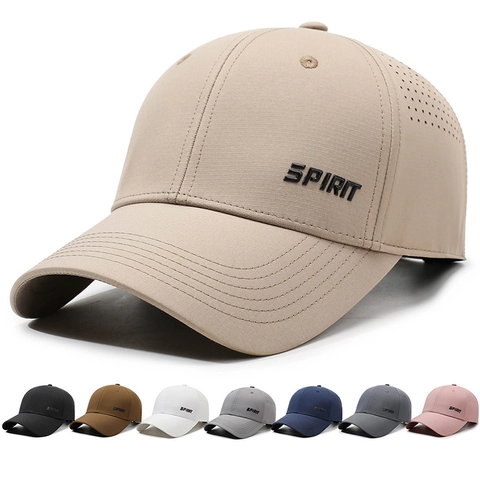 Gorra De Béisbol Poliéster Secado Rápido Transpirable Perforada Láser Gorro Sol Deporte Ajustable Estampado Letras