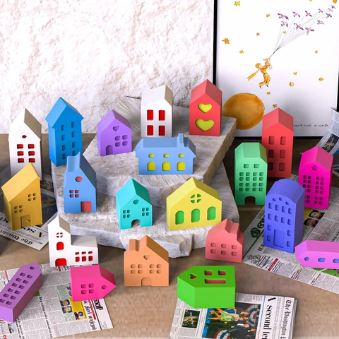 Molde De Silicona Mini Casa Varias Formas De Edificios Para Bricolaje Resina Yeso Adornos Fabricación De Velas Herramienta Artesanal