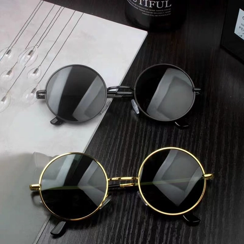 Retro Round Sunglasses Metal Frame UV400 Protection Vintage Hippie Style Unisex Eyewear For Travel Party
