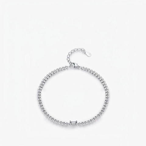 Bracciale In Argento Sterling 925 Per Donna Zircone Cuore Catena Curb Regolabile Gioielli Alla Moda