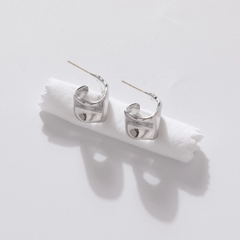 Minimalistische Kupfer Ohrstecker Mit 925 Sterling Silber Post Unregelmäßige Geometrische Wellenförmige Ohrringe Für Damen