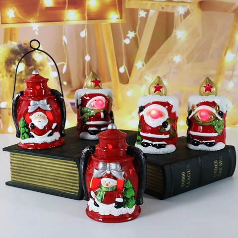 Lanterna LED Natale Ceramica Babbo Natale Pupazzo Di Neve Renna Candela Elettronica Decorazione Scrivania Retrò Ornamento Festivo