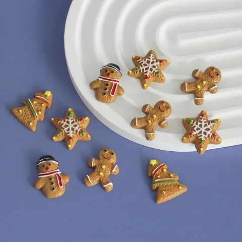 Noël Bonhomme De Pain D'épices Neige Arbre Flocon Résine Accessoires DIY Coque De Téléphone Décor Miniature Food Play