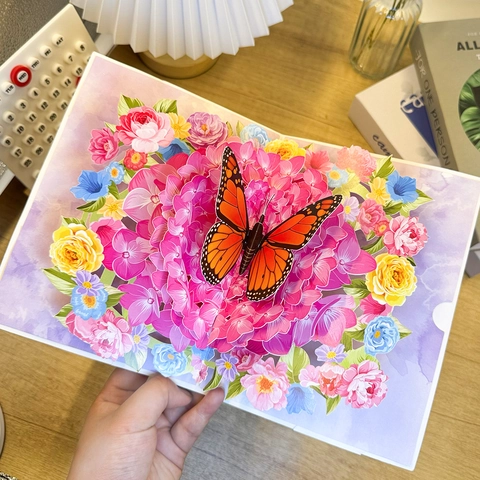 3D Pop-up Grußkarte Mit Umschlag Schmetterling Hortensie Blumen Design Handgemachte Papierhandwerk Für Geburtstag Muttertag Hochzeit Geschenk