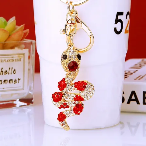 Llavero De Serpiente Aleación Con Cristales De Estrás Colgante De Bolso Forma S Anillo De Llave Joyería Para Mujeres
