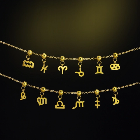 Sternzeichen Anhänger Edelstahl 18K Vergoldet DIY Schmuckherstellung Pendants Für Halsketten Armbänder Minimalistisch
