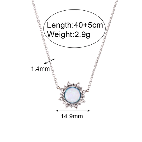 Vintage Stainless Steel Jewelry Collection For Women Sun Pattern Artificial Opal Rhinestone Earrings Bracelet Necklace Accessory