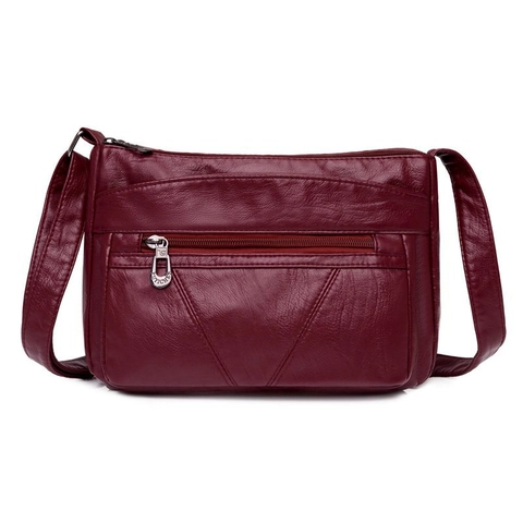 Women Soft PU Leather Crossbody Bag Multi-Layer Zipper Pockets Adjustable Shoulder Messenger Bag For Daily Travel