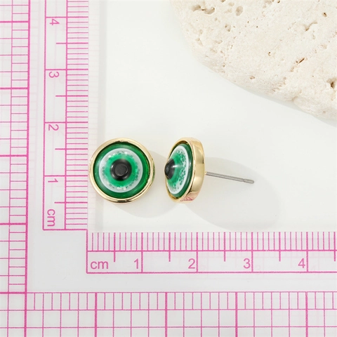 Pendientes De Botón Evil Eye Vintage Redondos Resina Purpurina Coloridos Geométricos Joyas Para Mujeres