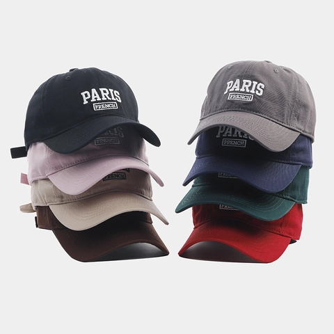 Casquette De Baseball Coton Broderie Paris French Ajustable Protection Solaire Respirant Rétro Simple Casual Mixte