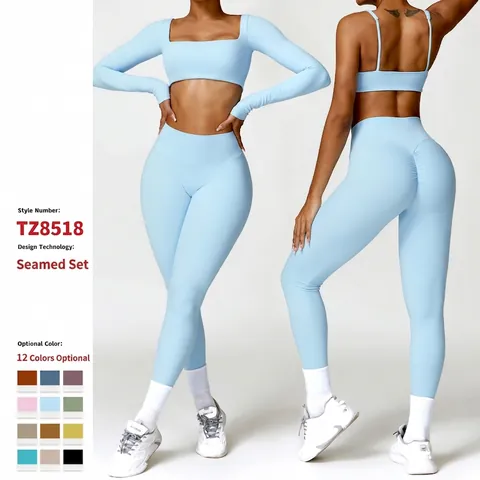 Conjuntos De Yoga Para Mujer Naked Feel Leggings Sin Costuras O Shorts Con Sujetador Deportivo O Top Manga Larga Gimnasio Fitness