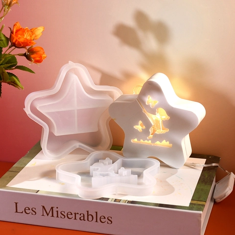 Star Shape Hollow Silicone Mold Fairy Butterfly Pattern DIY Resin Night Light Atmosphere Lamp Ornament Decor