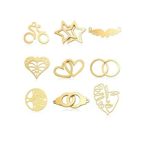 Stainless Steel Charms Pendants Jewelry Making Connectors Africa Map Heart Tree Of Life Wings Handcuffs DIY Supplies