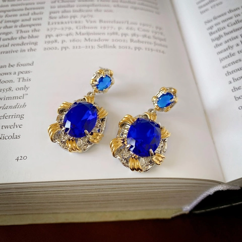 Pendientes Colgantes Ovalados De Circonita Azul Estilo Corte Francés Para Mujer Con Poste De Plata Esterlina 925