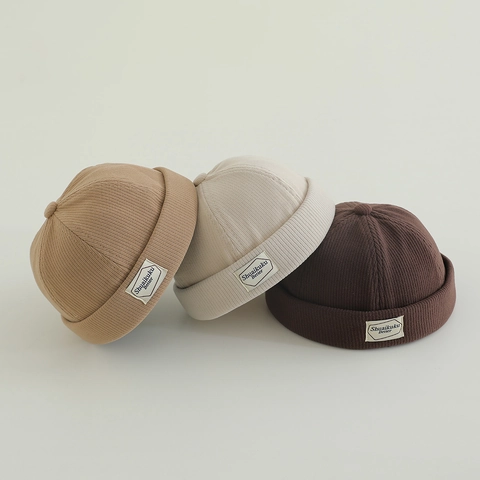 Gorro Miki Para Niños Gorra Sin Visera Pana Punto Color Sólido Retro Streetwear Niños Niñas Accesorio Casual