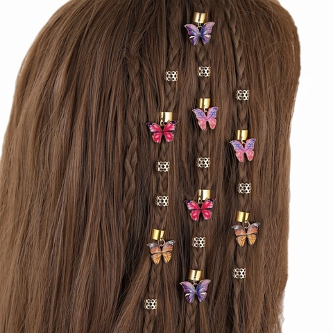 Vlinder Dreadlock Ringen Legering Gevlochten Haar Sieraden Goud Holle Haarlussen DIY Vlecht Decoratie Voor Dames