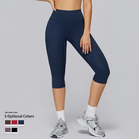 High Waist Yoga Capri Hose Nylon Spandex Bauchkontrolle Schnelltrocknend Fitness Laufen Slim Fit Leggings Damen