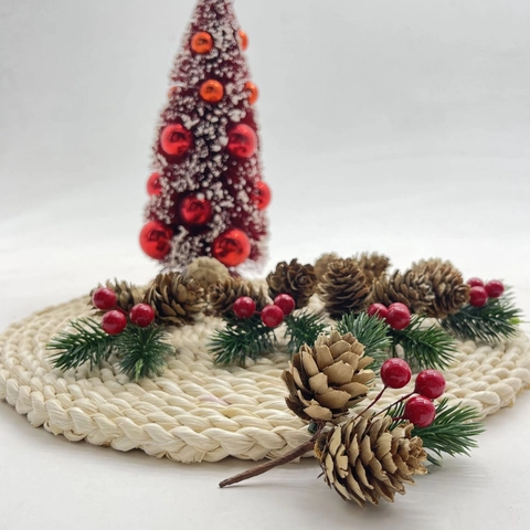 Rami Di Natale Artificiali Pigne Bacche Rosse Aghi Di Pino Ramo Decorativo Per Albero Decorazione Fai Da Te