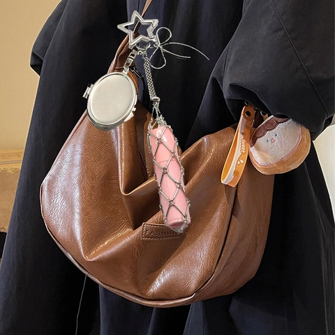 Llavero De Metal Colgante Para Bolso Con Soporte Labiales Espejo Forma Corazón Estrella Lazo Borla De Malla Larga