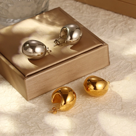 Pendientes De Aro Huecos Minimalistas Para Mujer Acero Inoxidable Geométrico Pulido En Forma De C Oro Plata Moda