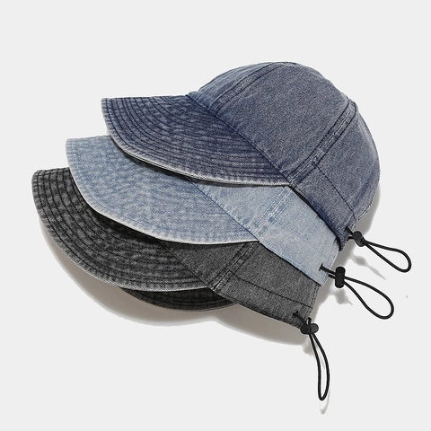 Sombrero De Sol De Mezclilla Lavada Ala Ancha Cordón Ajustable Aire Libre Retro Para Mujer