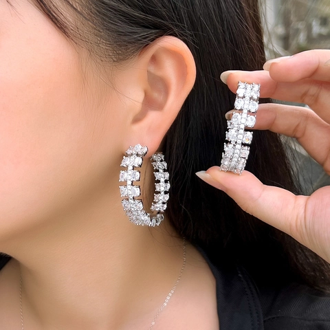 Orecchini A Cerchio A C Con Zirconi AAA E Perno In Argento Eleganti Gioielli In Rame Per Donne Banchetto