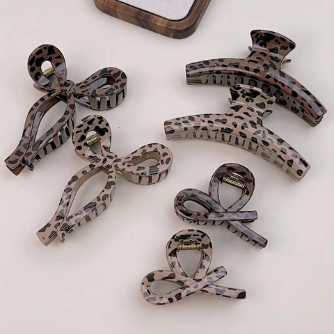 Molletta Per Capelli Con Stampa Leopardata Grande Pinza In Resina Acetato Stile Coreano Retro Elegante Accessorio Per Capelli Donna