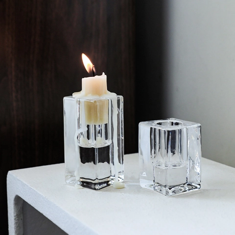 Bougeoir En Verre Transparent Pilier Carré Bougies Parfumées Pour Mariage Dîner Romantique Décor Minimaliste