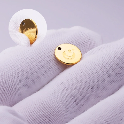 Colgante Redondo De Luna Y Estrella De Acero Inoxidable 304 Para Creación De Joyas DIY Etiqueta Geométrica Pulida Espejo