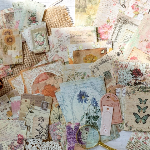 Vintage Scrapbooking Material Paper DIY Journal Collage Decorative Label Flower Old Newspaper Journaling Supplies