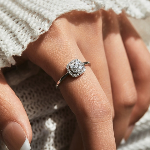 Elegant 925 Sterling Silver Moissanite Ring Princess Cut Square Sparkling Wedding Engagement Ring For Women High Quality Jewelry Gift