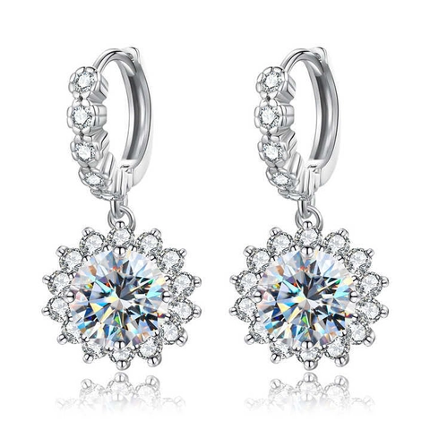 Luxury 925 Sterling Silver Moissanite Hoop Earrings For Women D Color Round Cut Moissanite U-shaped Earrings With GRA Certificate