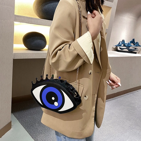 Evil Eye Crossbody Tasche PU Leder Metallkette Kreative Modische Schultertasche Für Damen