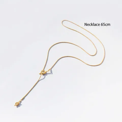 Collar Lariat Con Nudo Minimalista Para Mujer De Acero Inoxidable Cadena De Serpiente Joyería Larga En Forma De Y