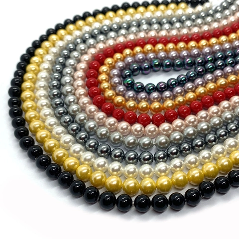 Perline di Conchiglia Naturale Tonde Sfuse in Madreperla Per Creazione di Gioielli DIY Lucidate Multicolore Accessori