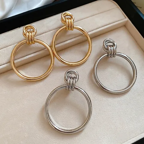 Geometrische Grote Ronde Druppel Oorbellen Met 925 Sterling Zilveren Oorsteker Minimalistisch Glanzend Metalen Sieraden