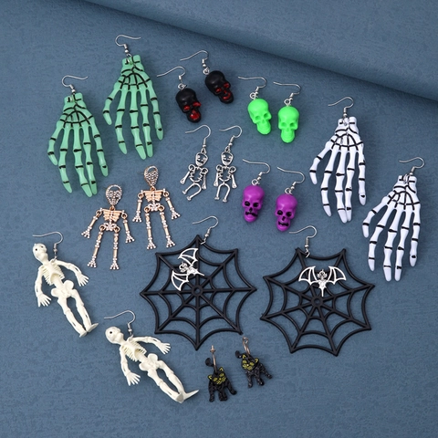 Σκουλαρίκια Halloween Γοτθικά Αράχνη Σκελετός Μάτι Κολοκύθα Φάντασμα Ρητίνη Κράμα Κοσμήματα Διακόσμηση Πάρτι