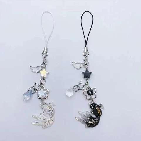 Cinturino Per Telefono Pesce Koi Portafortuna Lega Resina Stella Fiore Perlina Pendente Accessorio Per Borsa Stile Cinese