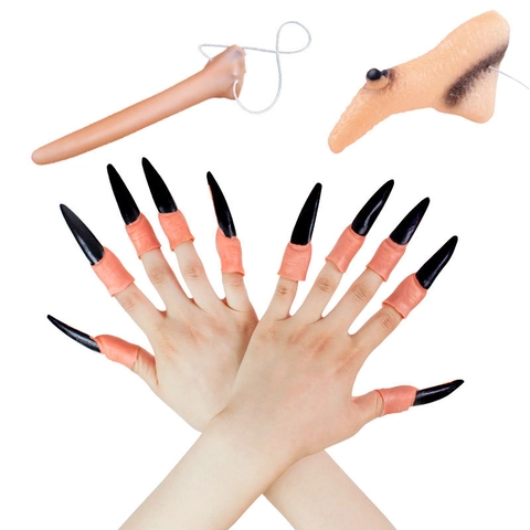 Halloween Cosplay Requisiten Hexe Spitze Lange Nase Zombie Vampir Fingernägel Gummi Kostümzubehör Party Verkleidung