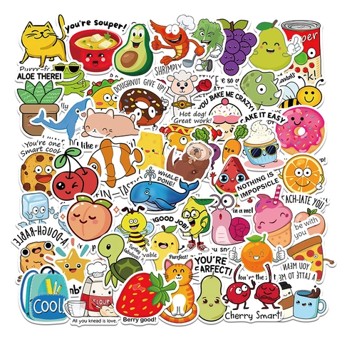 Cartoon Wortspiel Aufkleber Wasserdichte PVC Motivierende Sticker Für Laptop Koffer Kühlschrank Belohnung Geschenk Kinder