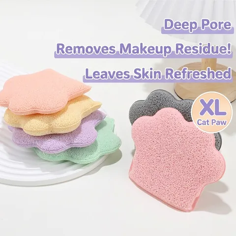 Cat Paw Shape Facial Cleaning Sponge Soft Hydrophilic Polyurethane Face Wash Puff For Makeup Removal Deep Pore Cleansing